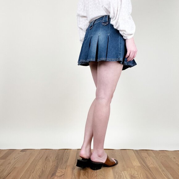 Vintage 90s Y2K Skort Mico Mini Skirt Pleated Preppy Tenniscore Coquette Girl - Picture 3 of 8